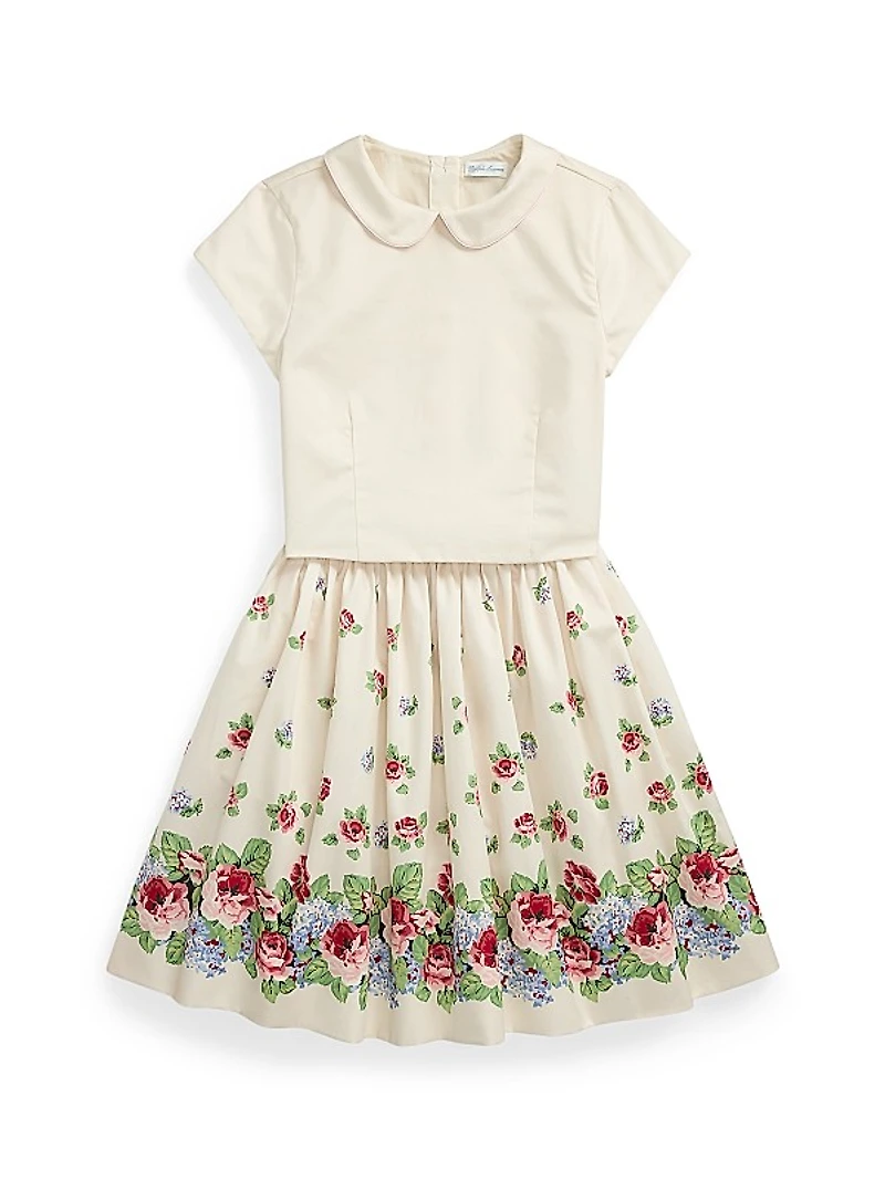 Girl's Sateen Floral Dress