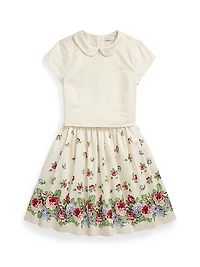 Girl's Sateen Floral Dress