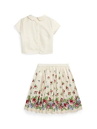 Girl's Sateen Floral Dress