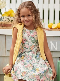 Little Girl's & Girl's Sleeveless Floral Dress