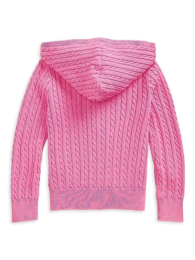 Little Girl's & Girl's Cable-Knit Zip-Up Hoodie