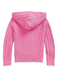 Little Girl's & Girl's Cable-Knit Zip-Up Hoodie