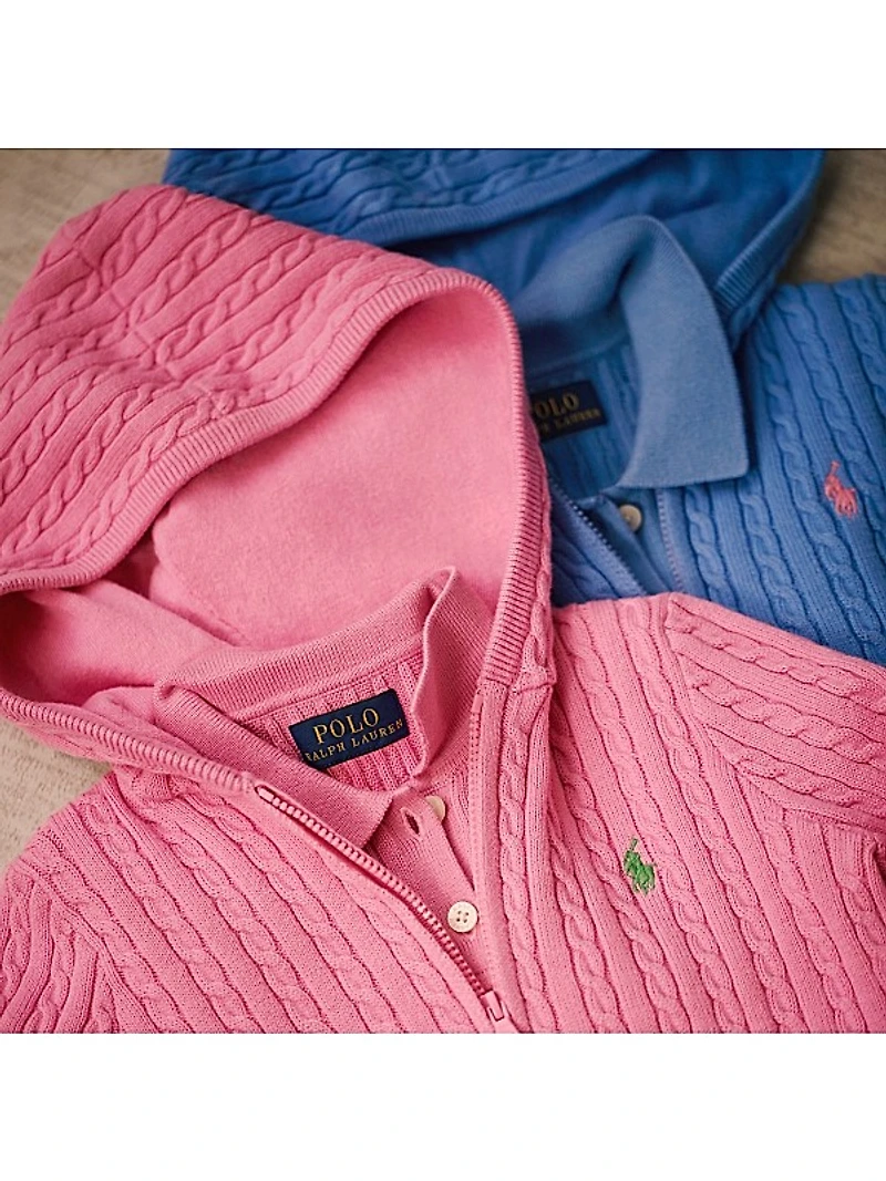 Little Girl's & Girl's Cable-Knit Zip-Up Hoodie