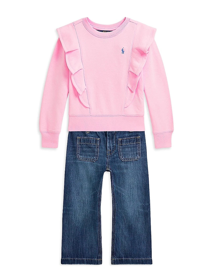 Little Girl's & Girl's Ruffled Crewneck Sweatshirt