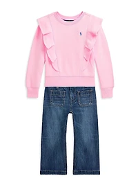 Little Girl's & Girl's Ruffled Crewneck Sweatshirt