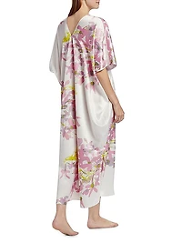 Sumi-E Floral V-Neck Midi-Dress