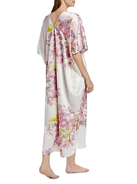 Sumi-E Floral V-Neck Midi-Dress