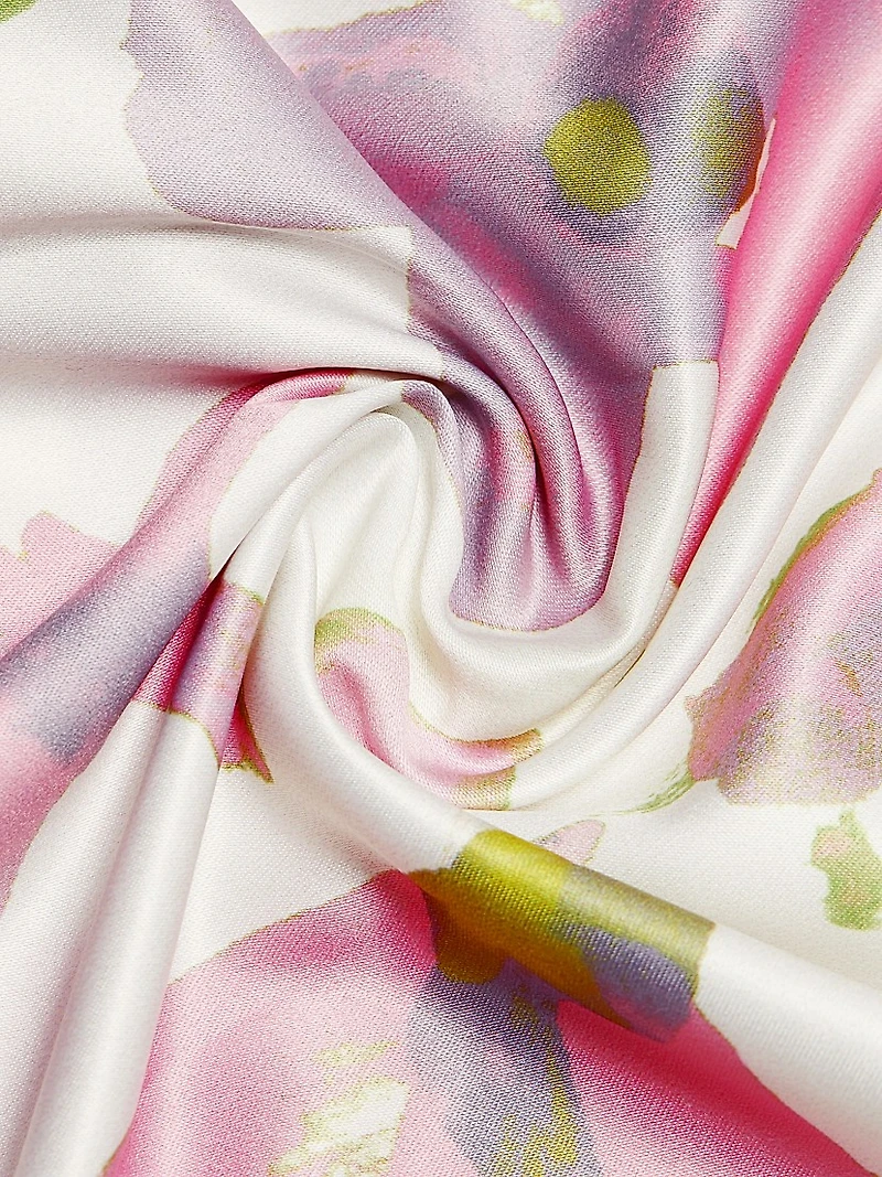 Sumi-E Floral V-Neck Midi-Dress