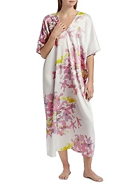 Sumi-E Floral V-Neck Midi-Dress