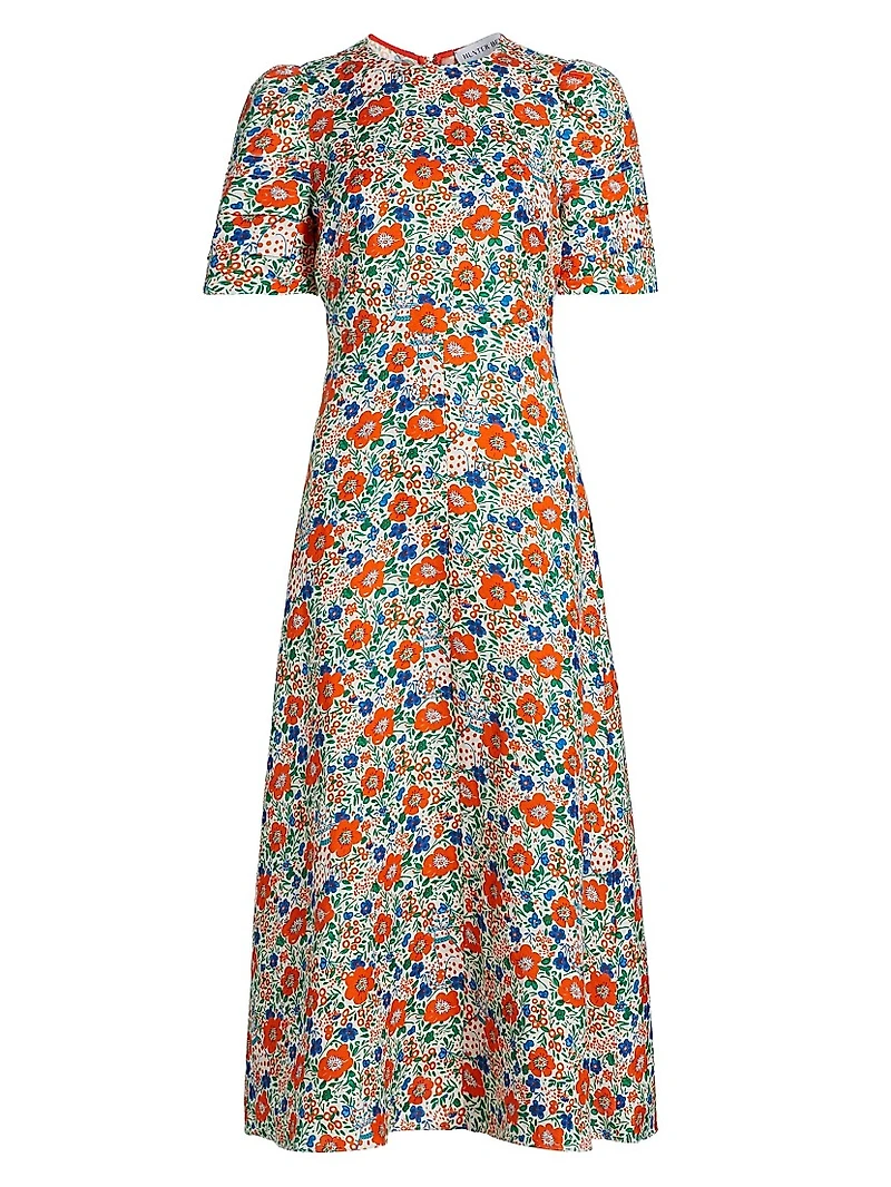 Casey Linen-Blend Floral Midi-Dress