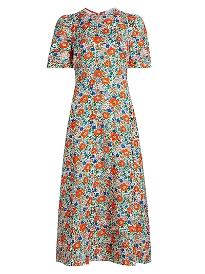 Casey Linen-Blend Floral Midi-Dress