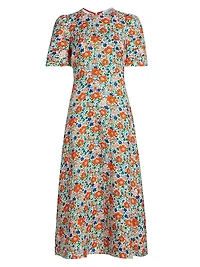 Casey Linen-Blend Floral Midi-Dress