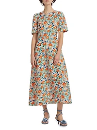 Casey Linen-Blend Floral Midi-Dress