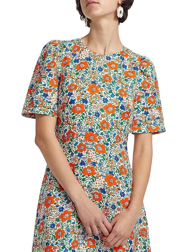 Casey Linen-Blend Floral Midi-Dress