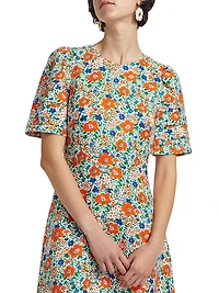 Casey Linen-Blend Floral Midi-Dress