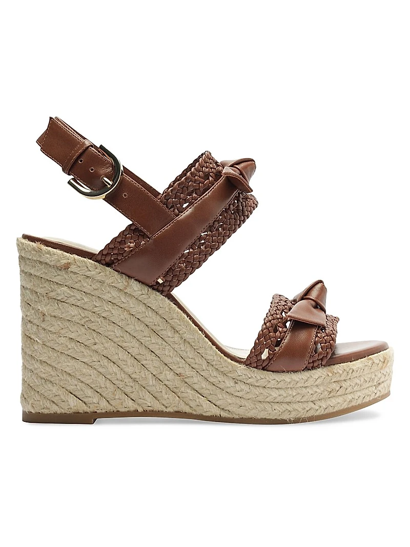 Clarita Tresse Leather Wedge Sandals