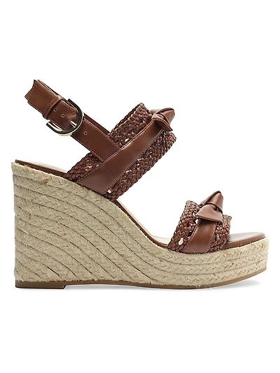 Clarita Tresse Leather Wedge Sandals
