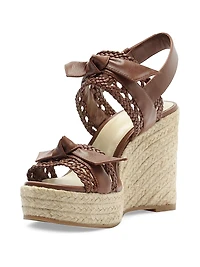 Clarita Tresse Leather Wedge Sandals