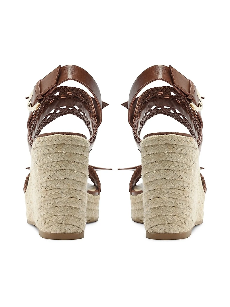 Clarita Tresse Leather Wedge Sandals