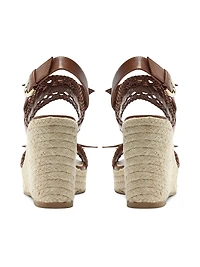 Clarita Tresse Leather Wedge Sandals