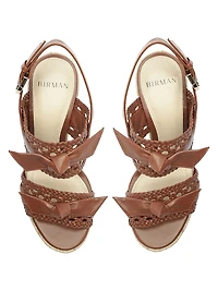 Clarita Tresse Leather Wedge Sandals