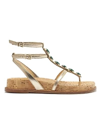 Jade Metallic Leather Sandals