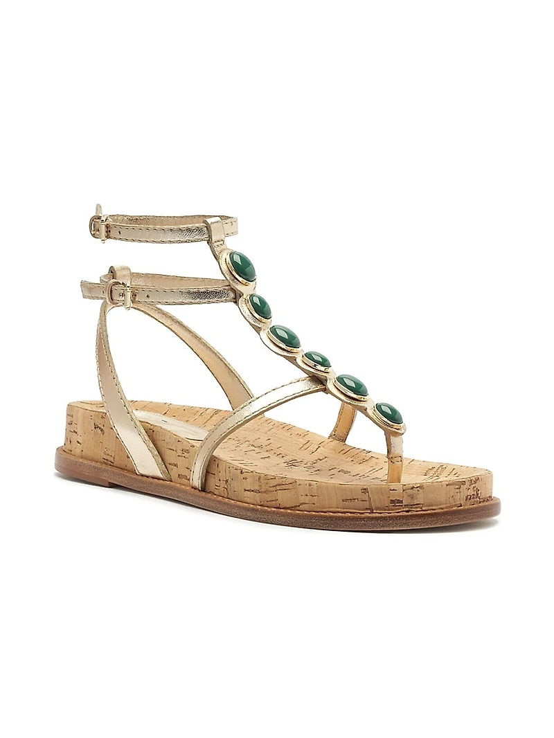 Jade Metallic Leather Sandals