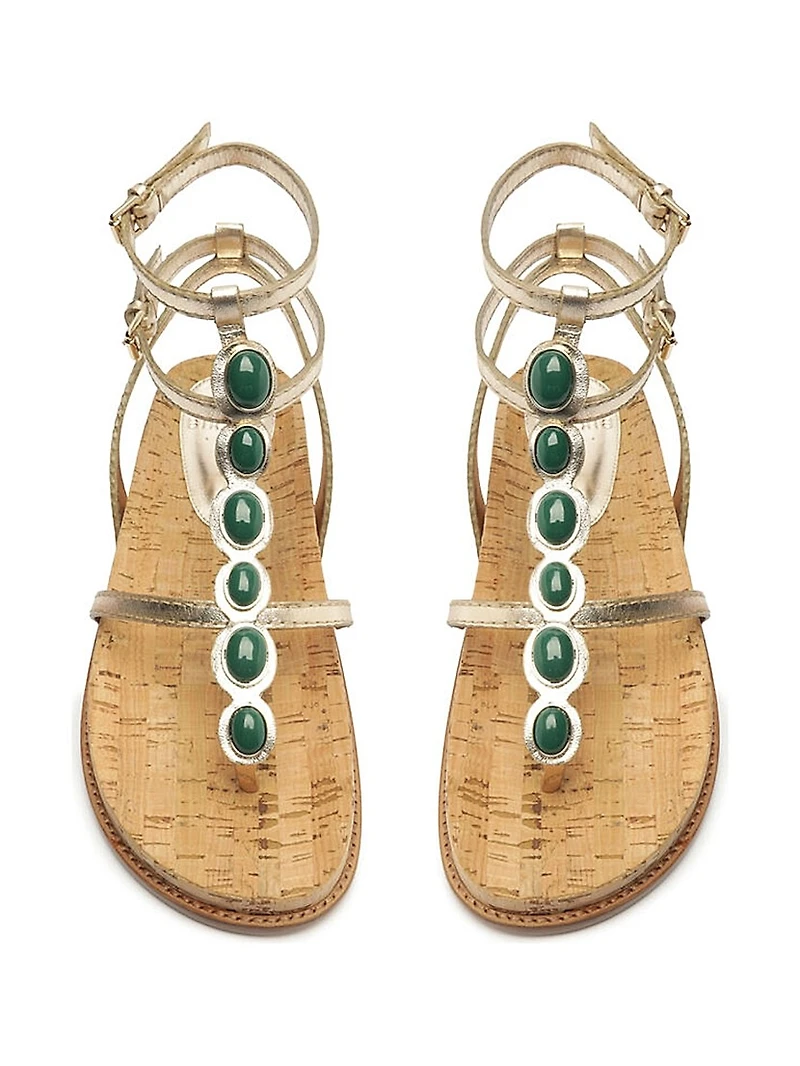 Jade Metallic Leather Sandals