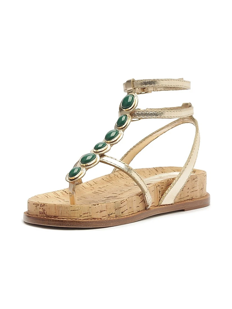 Jade Metallic Leather Sandals