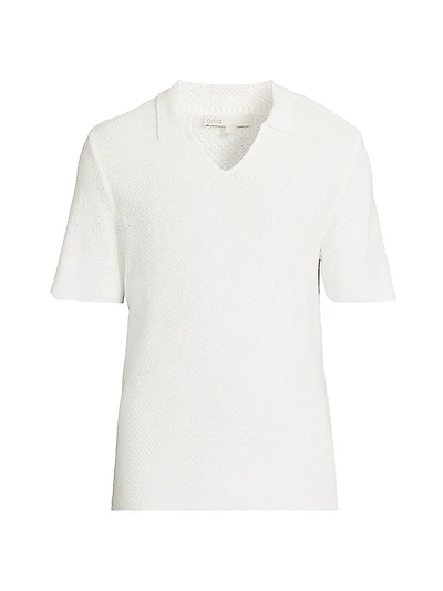 Crochet Johnny Collar Polo Shirt