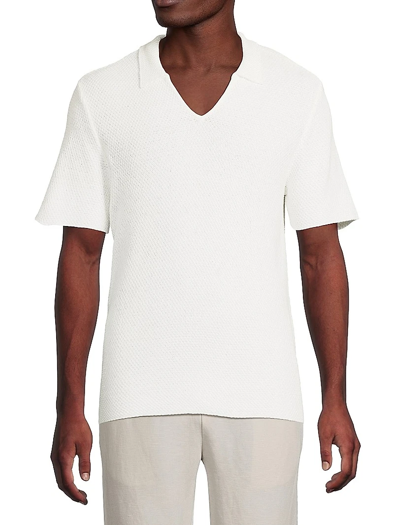 Crochet Johnny Collar Polo Shirt