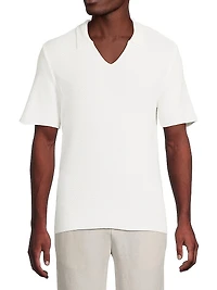 Crochet Johnny Collar Polo Shirt