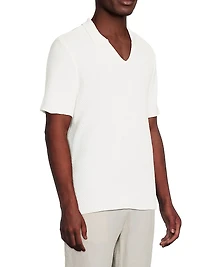 Crochet Johnny Collar Polo Shirt