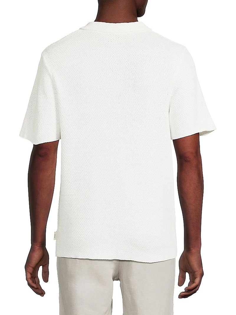 Crochet Johnny Collar Polo Shirt