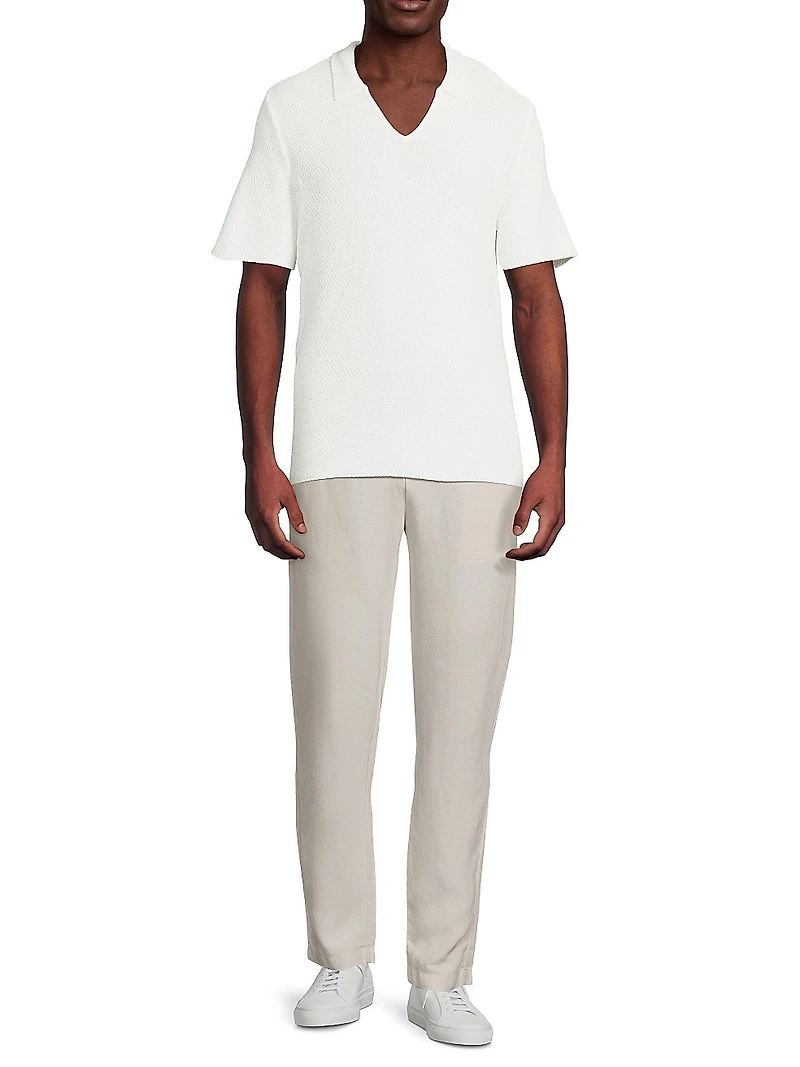 Crochet Johnny Collar Polo Shirt