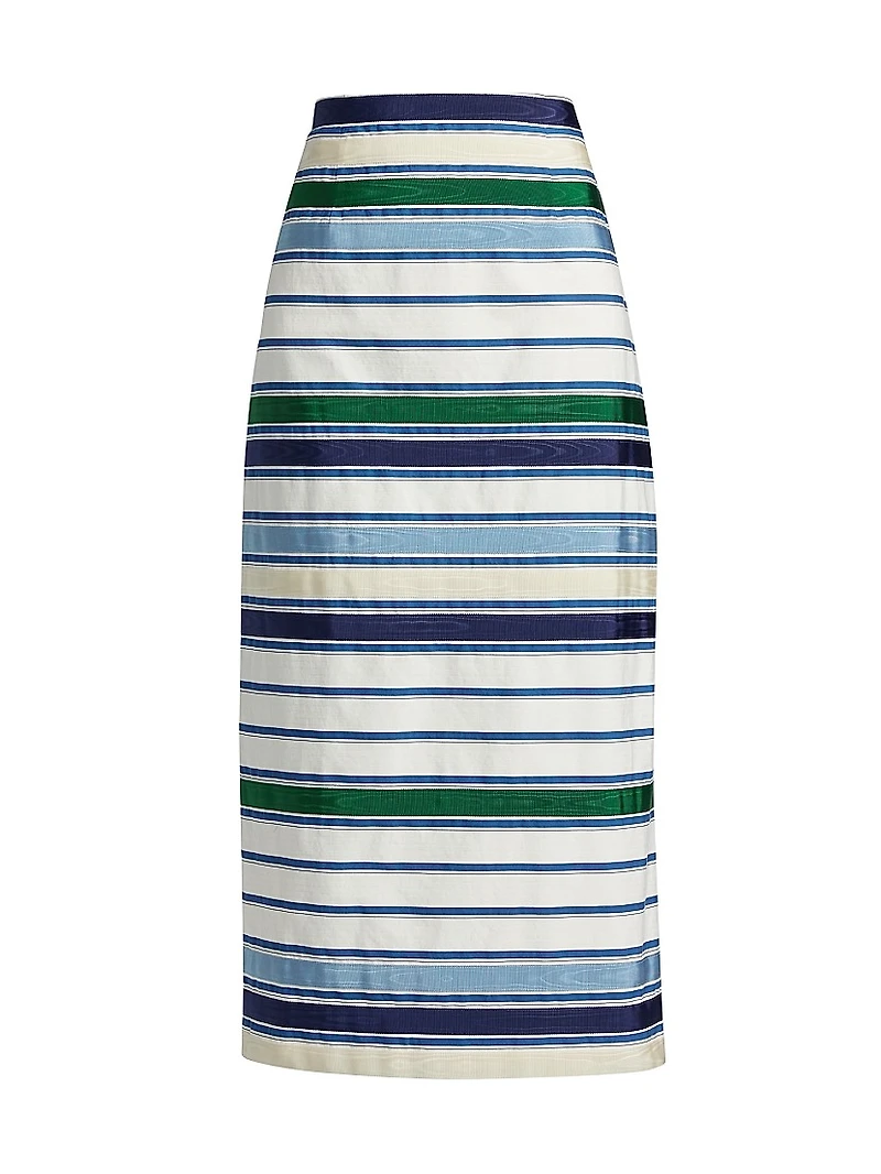 Striped Cotton-Blend Maxi Pencil Skirt
