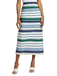 Striped Cotton-Blend Maxi Pencil Skirt