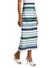 Striped Cotton-Blend Maxi Pencil Skirt