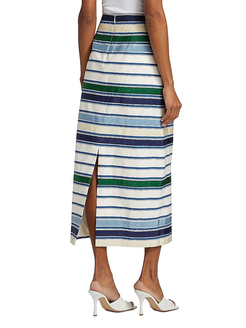 Striped Cotton-Blend Maxi Pencil Skirt