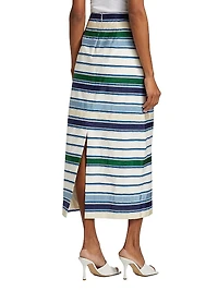 Striped Cotton-Blend Maxi Pencil Skirt