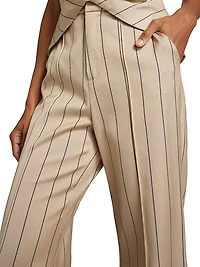 Striped Stretch-Cotton-Blend Mid-Rise Flared Pants