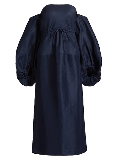 Off-The-Shoulder Balloon-Sleeve Midi-Dress