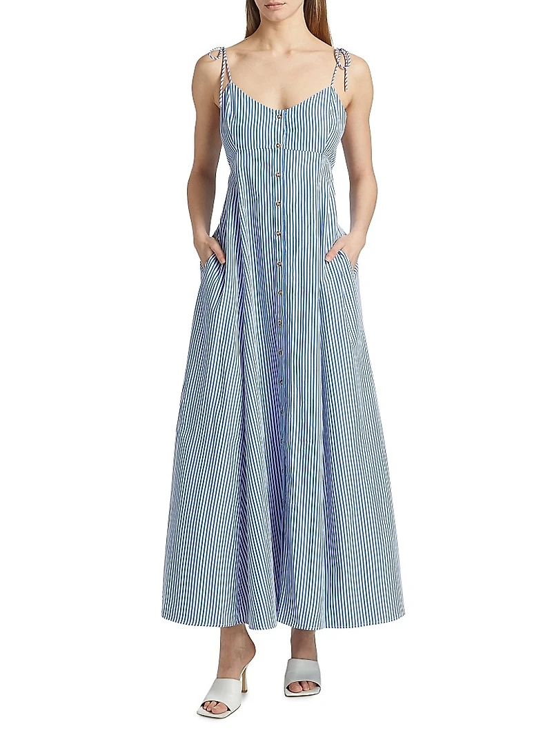 High Garden Striped Cotton Sleeveless Maxi Dress