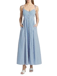 High Garden Striped Cotton Sleeveless Maxi Dress