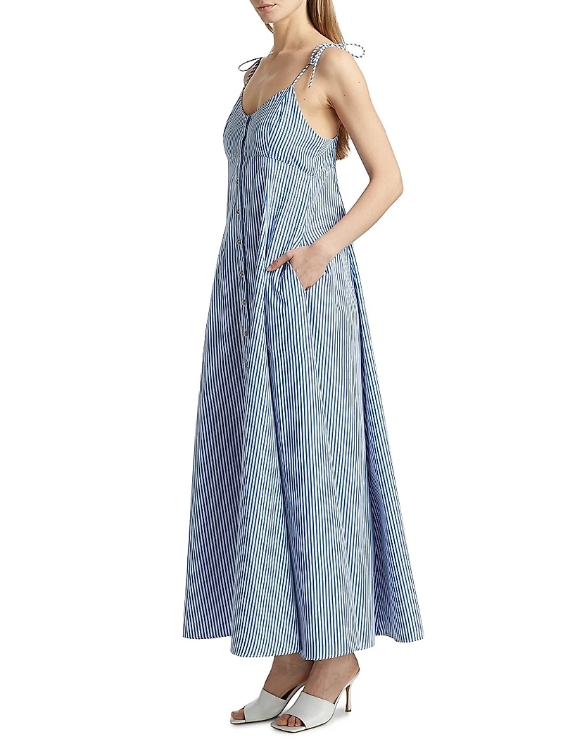 High Garden Striped Cotton Sleeveless Maxi Dress