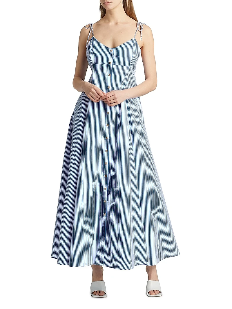 High Garden Striped Cotton Sleeveless Maxi Dress