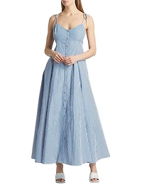 High Garden Striped Cotton Sleeveless Maxi Dress