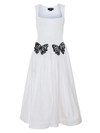 Merian Butterfly Appliqué Knit Midi-Dress