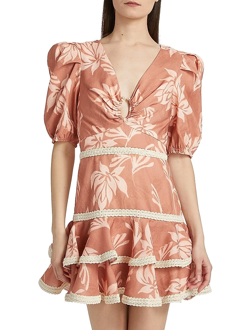 Artichoke Puff-Sleeve Minidress