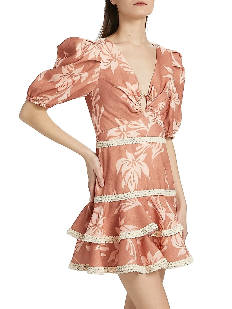 Artichoke Puff-Sleeve Minidress